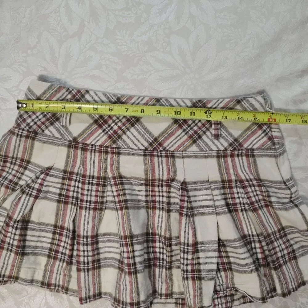 Vintage Y2K Mudd Plaid Pleated Mini Skirt Lowrise Coquette Schoolgirl Size Large
